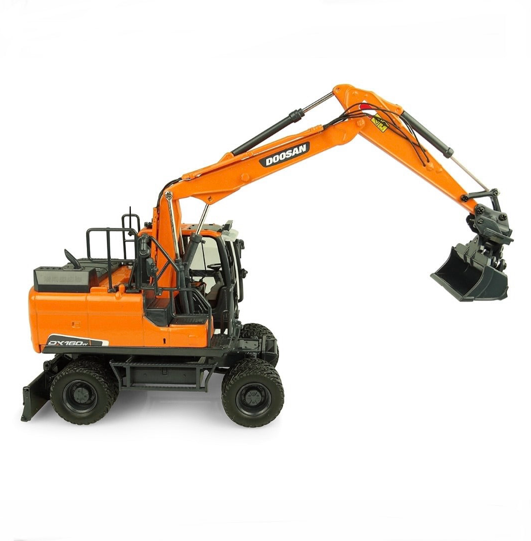 Universal Hobbies Doosan DX160W Wheeled Excavator with attachments