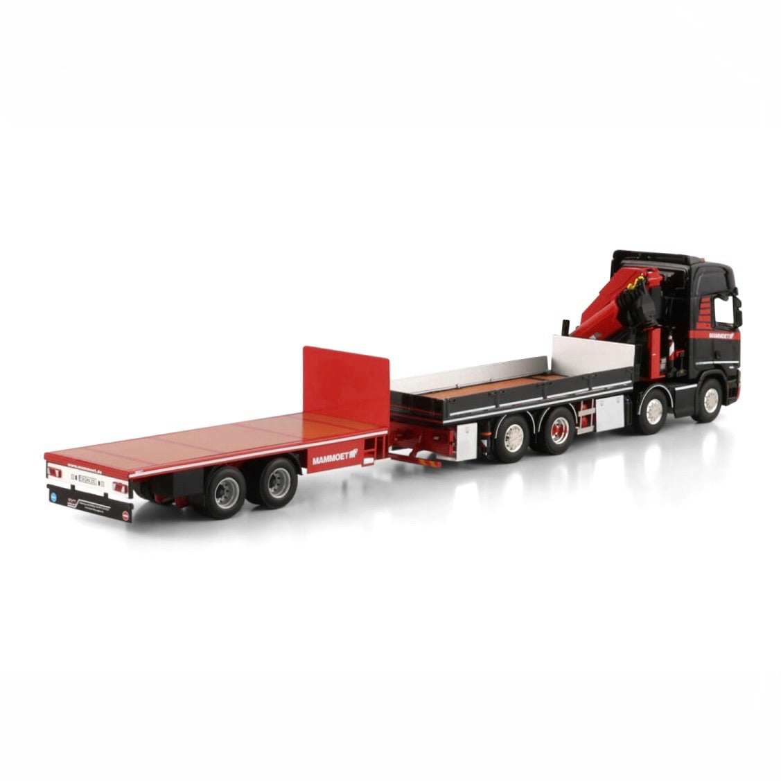 WSI Mammoet Scania 8x2 + Load Crane & Mid Axle Flatbed Trailer