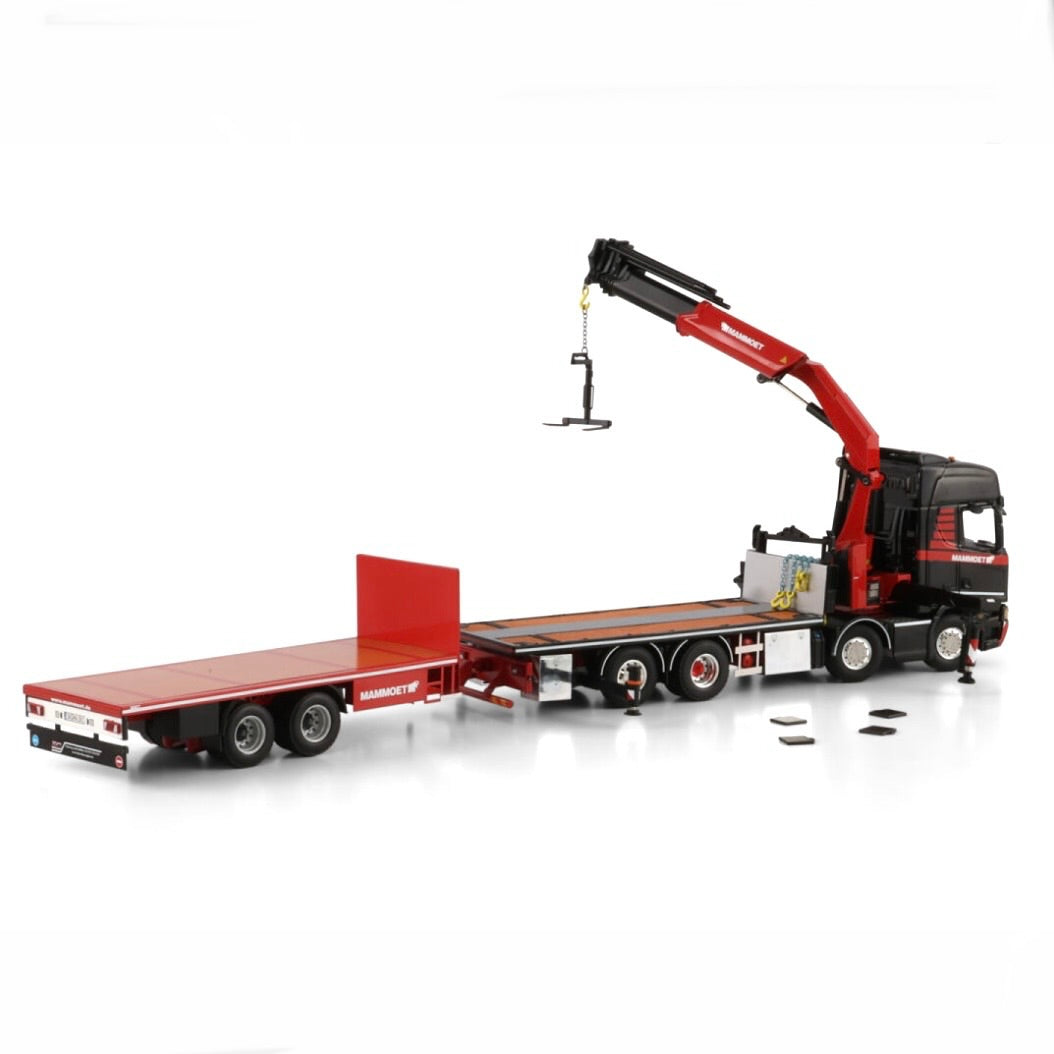 WSI Mammoet Scania 8x2 + Load Crane & Mid Axle Flatbed Trailer