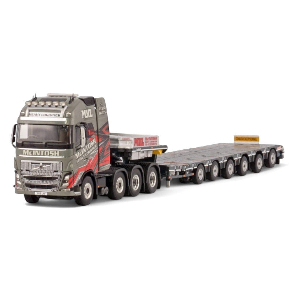 WSI McIntosh Heavy Logistics Volvo FH16 Globetrotter XL 8×4 with Nooteboom Manoovr 6-axle extendable semi-low-loader trailer