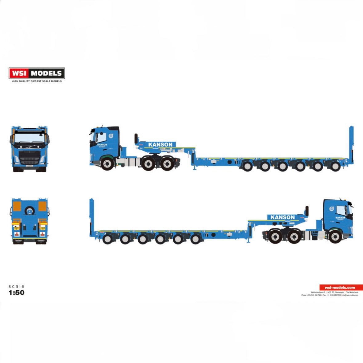 WSI Kanson Volvo FH4 Sleeper Cab 6x4 with Nooteboom MCO6 Axle Pendel X Low loader (Pre Order)