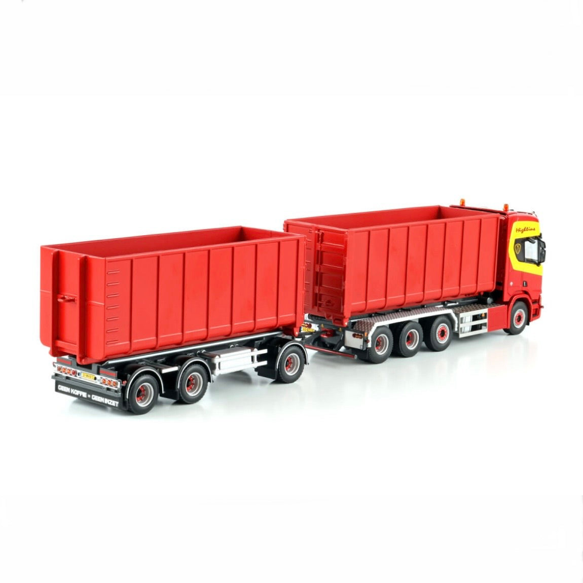 WSI A. Theunissen Wekerom B.V. – Scania R Highline CR20H Cable Lift System (Resin) 8x2 Tag Axle Hooklift + 7-Axle Drawbar Trailer + 2x 40m³ Container