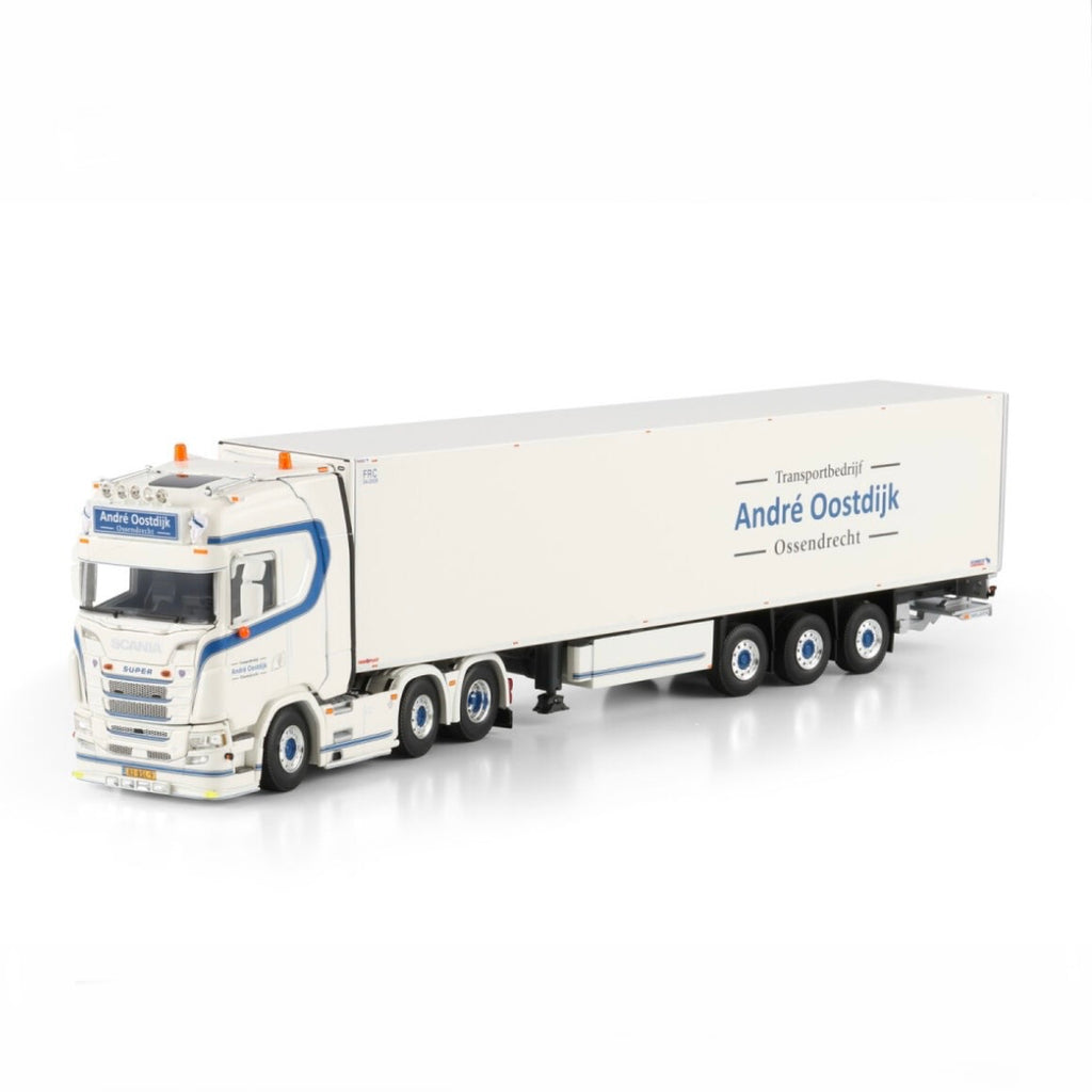 WSI André Oostdijk Scania S Highline CS20H 6x2 Twin Steer Reefer Trailer - 3 Axle 1:50 Scale Model - detail  View