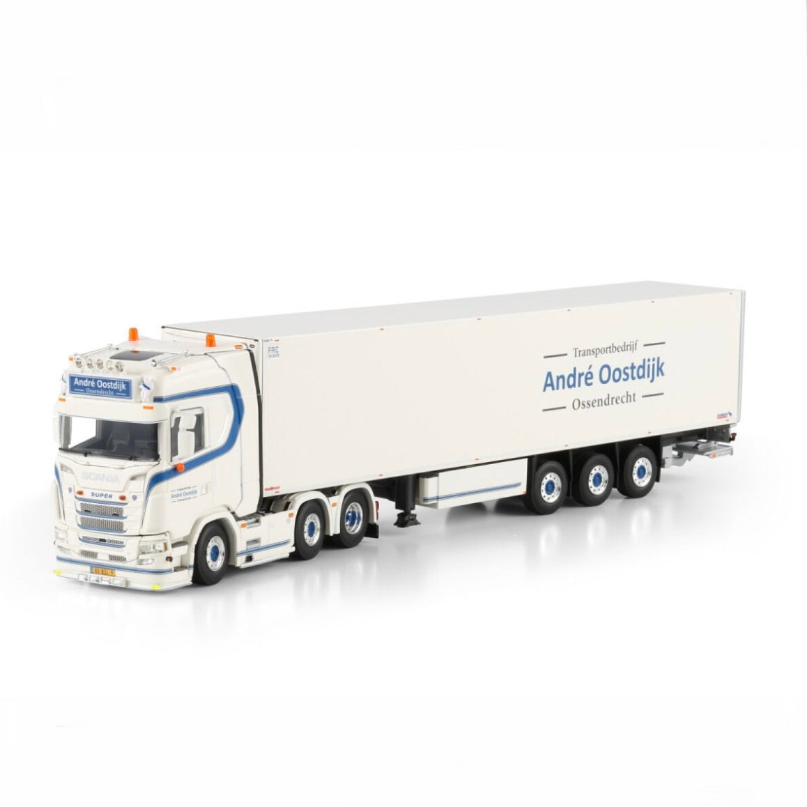 WSI André Oostdijk Scania S Highline CS20H 6x2 Twin Steer Reefer Trailer - 3 Axle 1:50 Scale Model - detail  View