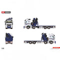 WSI Hellerød Transport Volvo FH5 Globetrotter Rigid Flatbed Truck 8x2 Tag Axle with Fassi 1100 + Jib 1:50 Scale Model 