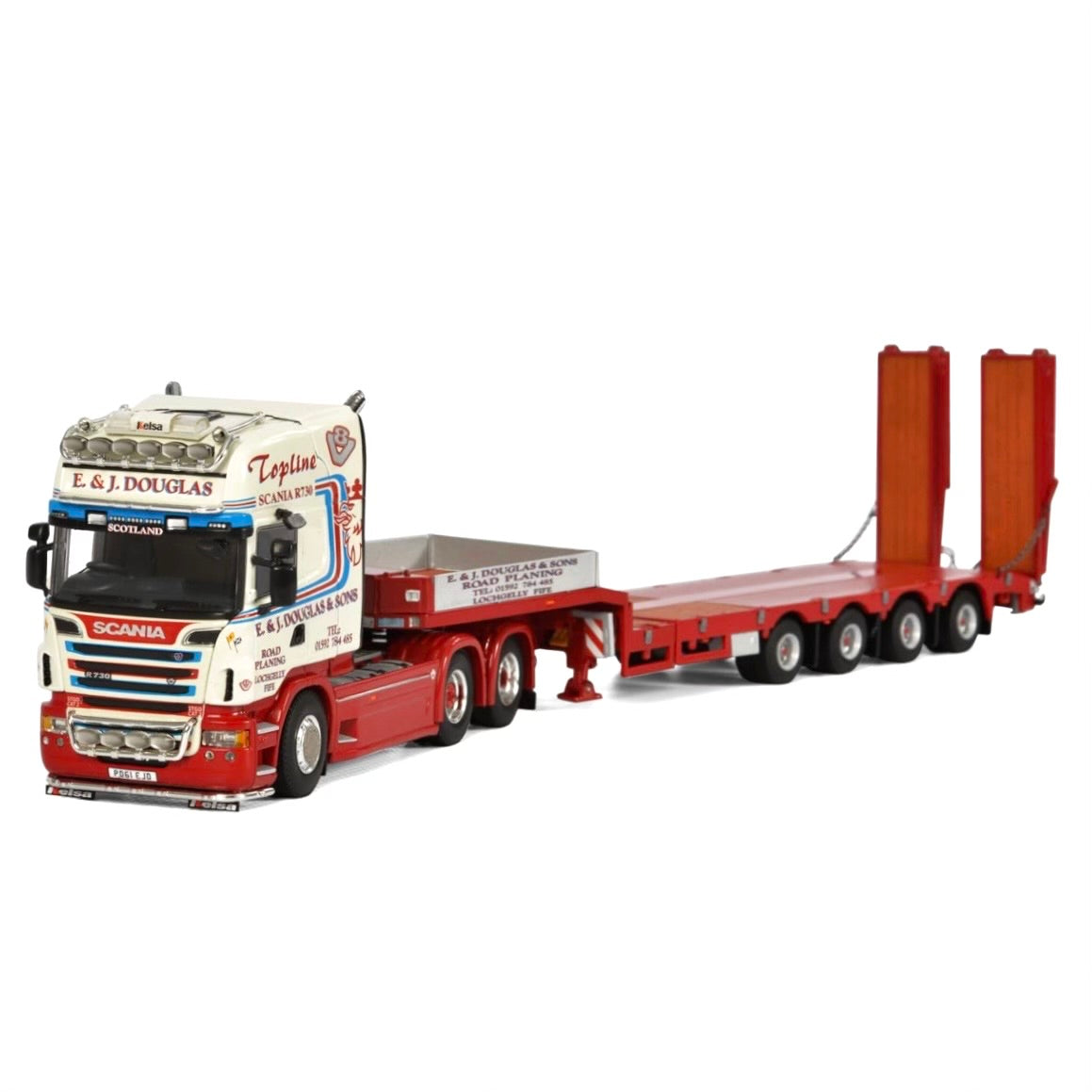 WSI E & J Douglas Scania R6 730 Topline (Long chassis) with 4 Axle Semi Low Loader