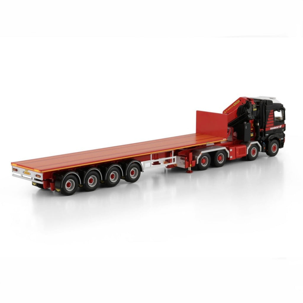 WSI Mammoet Mercedes Arocs 8x4 + Palfinger Crane & 4 Axle Flatbed Trailer