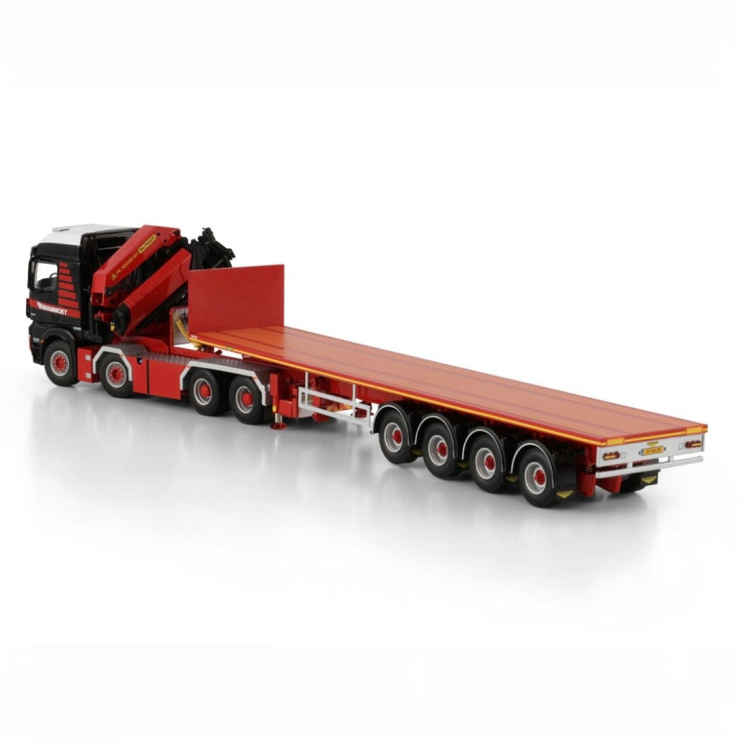 WSI Mammoet Mercedes Arocs 8x4 + Palfinger Crane & 4 Axle Flatbed Trailer