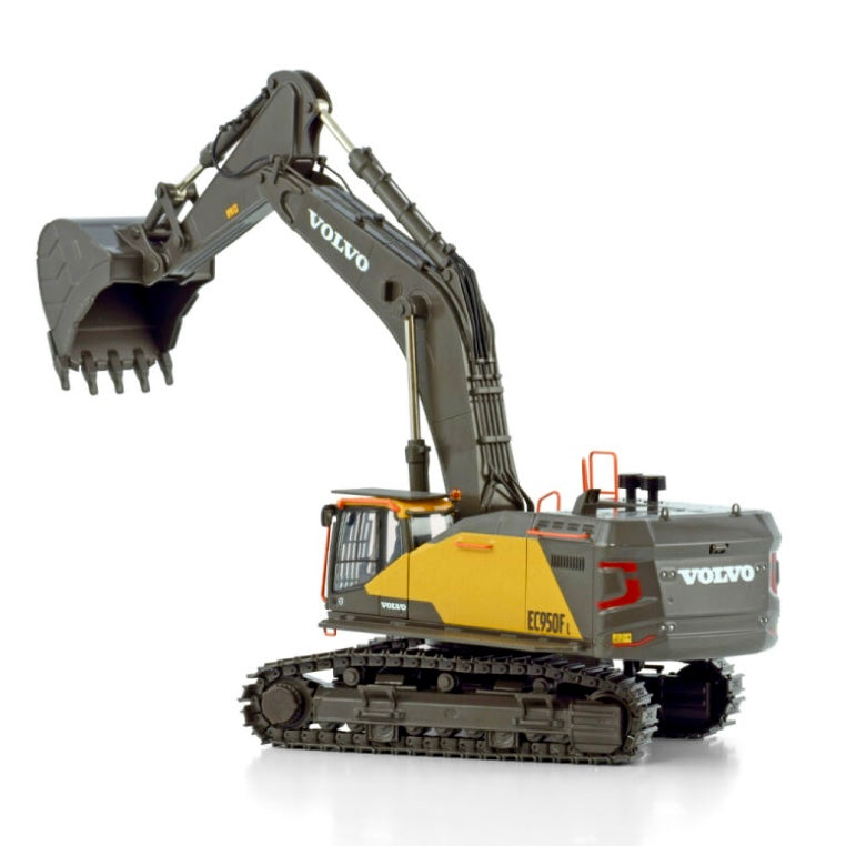 WSI Volvo EC950F Hydraulic Excavator in Yellow / Grey Factory Colours rear boom view