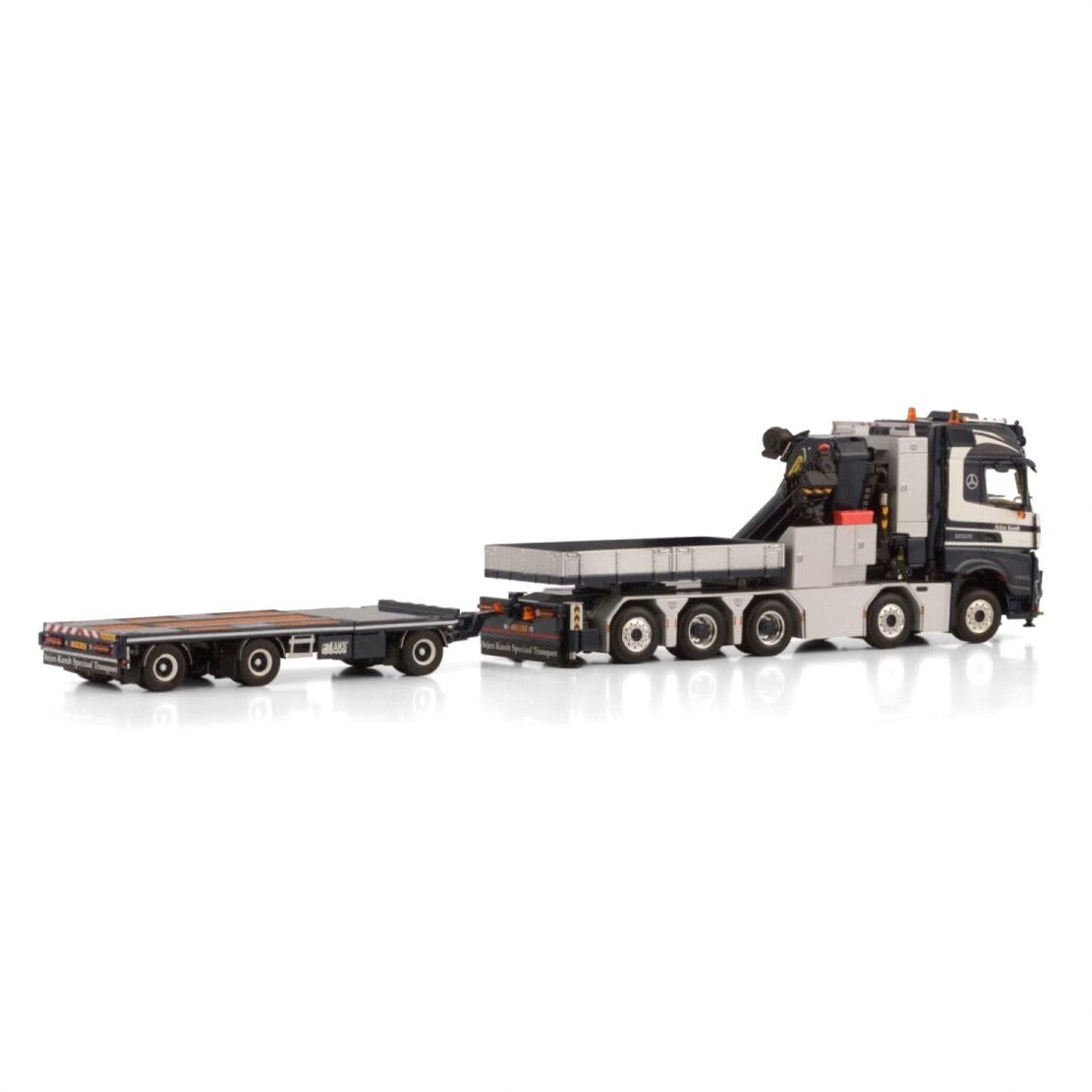 WSI Arjen Kandt Mercedes Arocs MP5 Big Space 10x4 Palfinger PK 165.002 TEC 7 + JIB &amp; 3 Axle Trailer