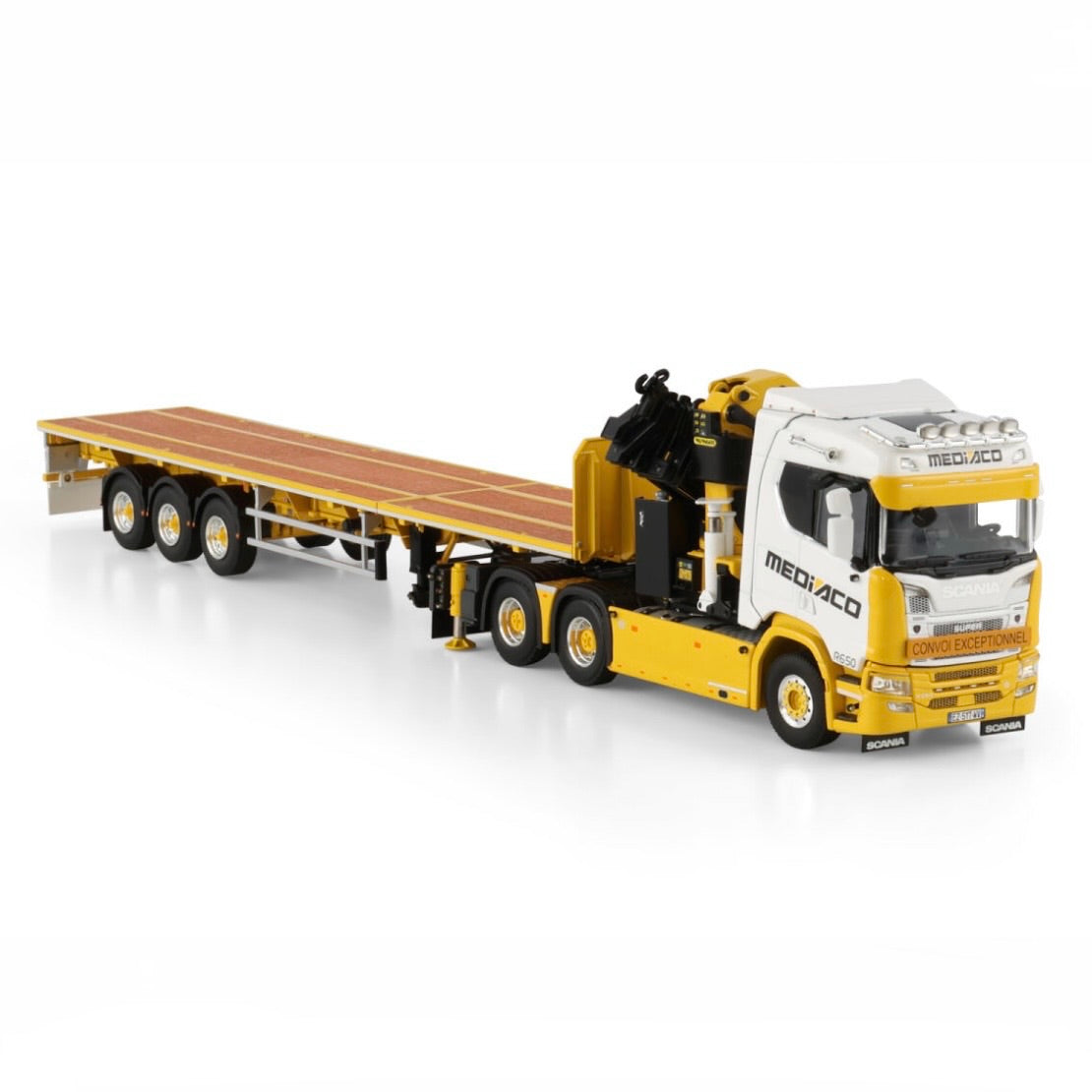WSI Mediaco Scania R 6x4 Palfinger PK 65002 SH + Jib with Extending Trailer