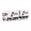 WSI DFDS Mercedes Actros MP5 Giga Space Rigid Fridge Truck with Drawbar Trailer