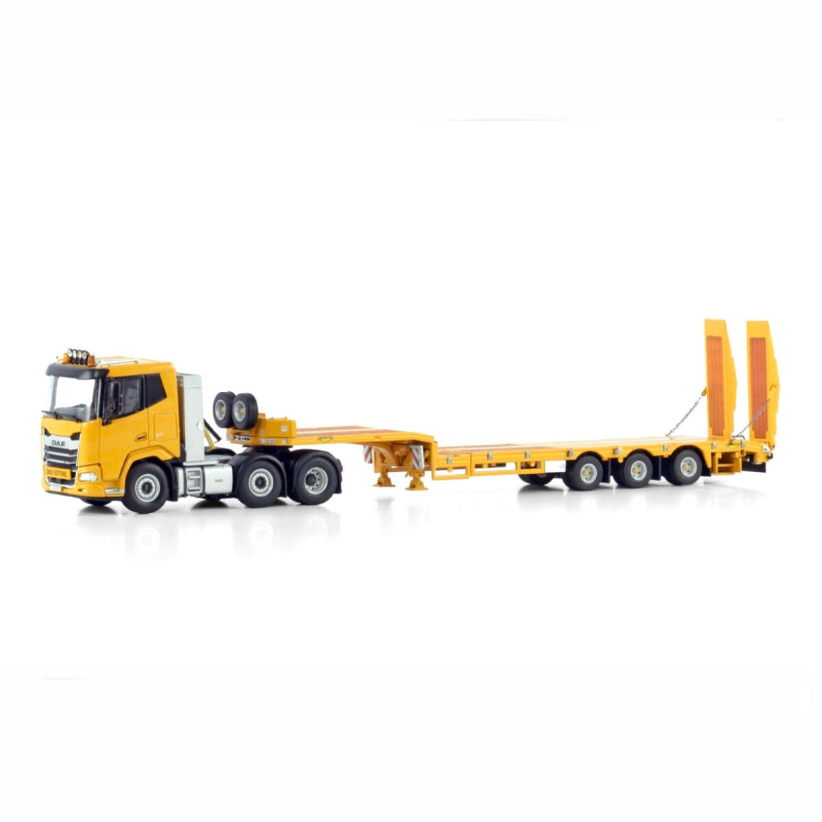 WSI DAF XF SL 6x2 with Broshuis Extending Low Loader with Ramps in Yellow