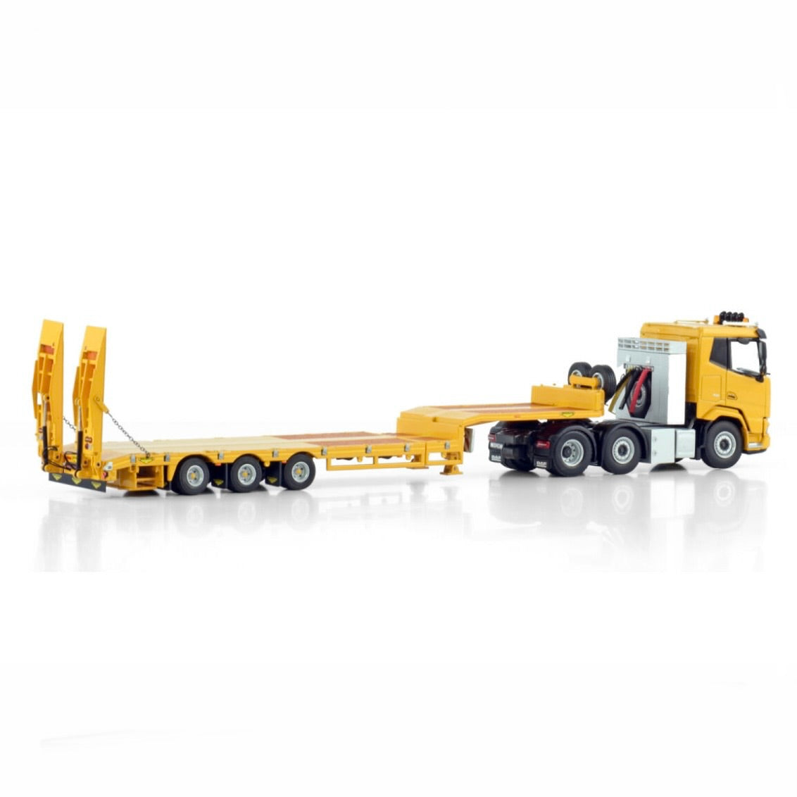 WSI DAF XF SL 6x2 with Broshuis Extending Low Loader with Ramps in Yellow