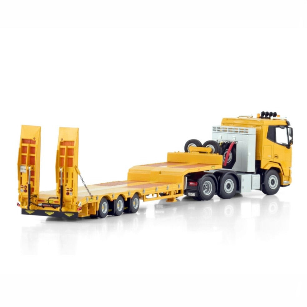 WSI DAF XF SL 6x2 with Broshuis Extending Low Loader with Ramps in Yellow