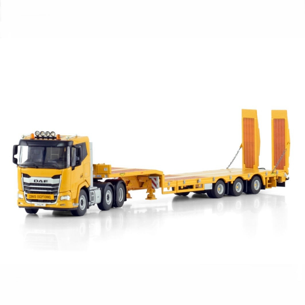 WSI DAF XF SL 6x2 with Broshuis Extending Low Loader with Ramps in Yellow