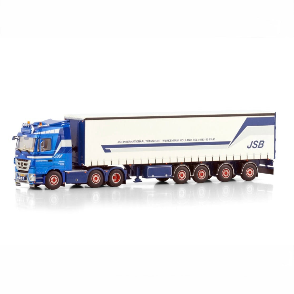 WSI JSB Swijnenburg Mercedes Actros MP3 LH 6x2 with 4 Axle Curtainside Trailer