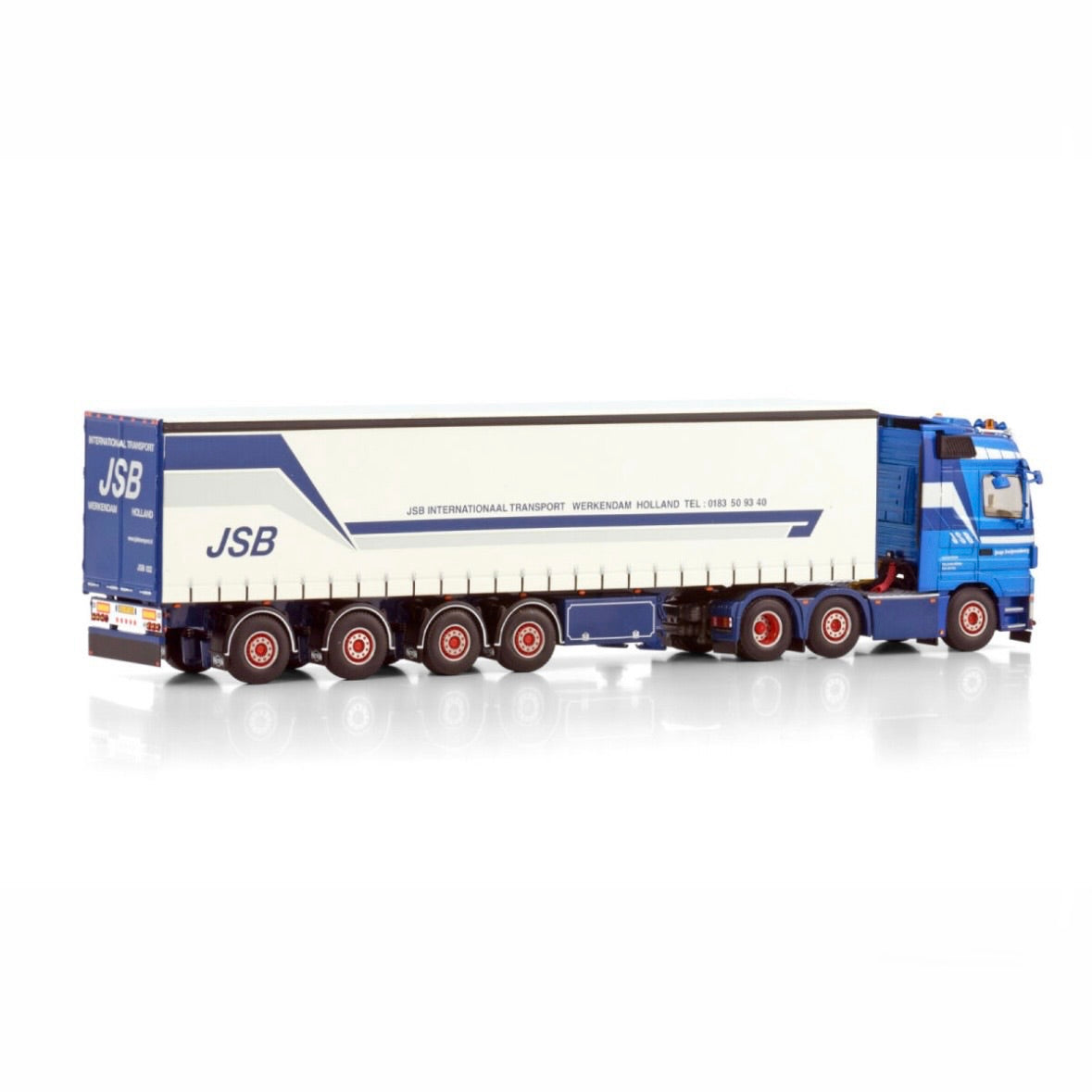 WSI JSB Swijnenburg Mercedes Actros MP3 LH 6x2 with 4 Axle Curtainside Trailer