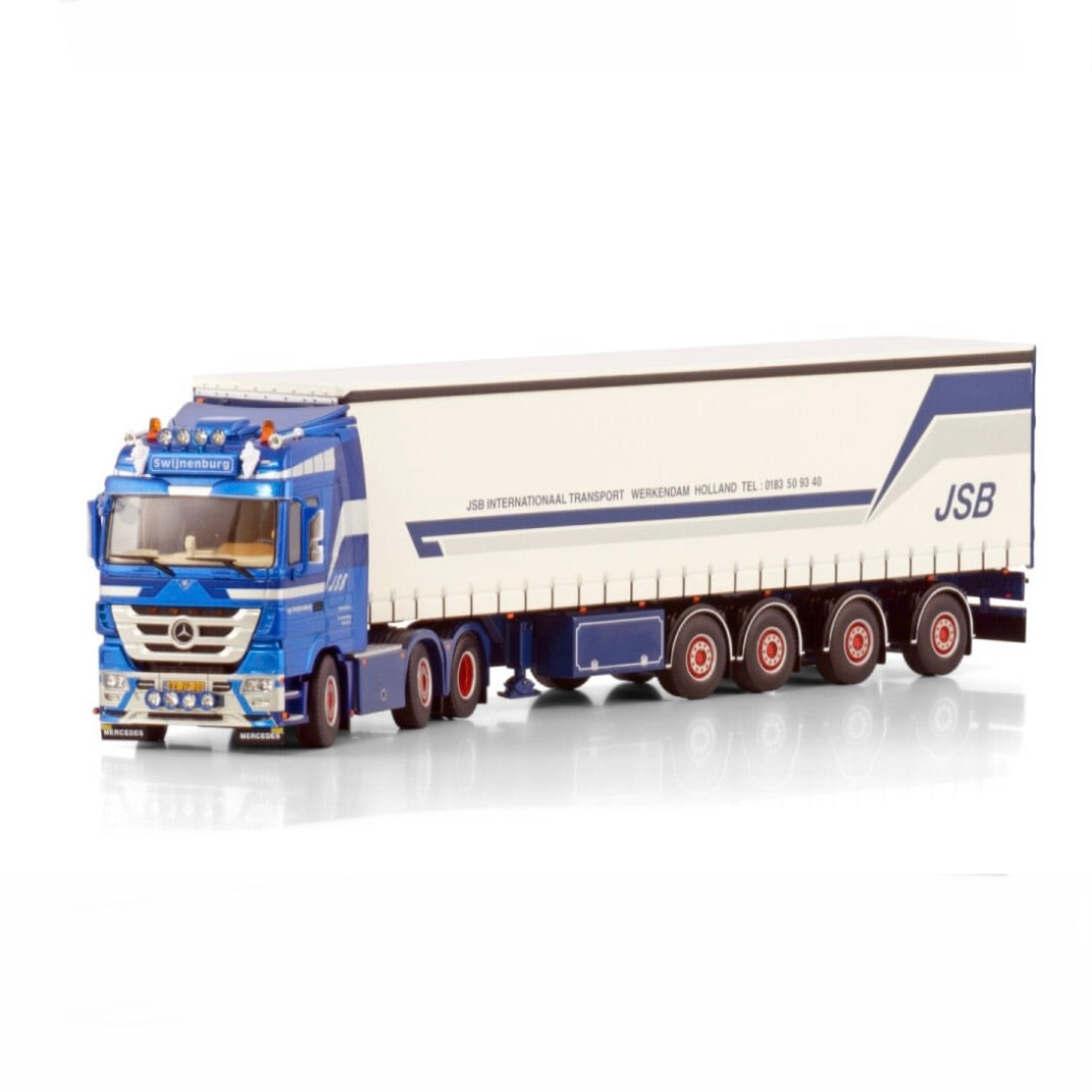 WSI JSB Swijnenburg Mercedes Actros MP3 LH 6x2 with 4 Axle Curtainside Trailer