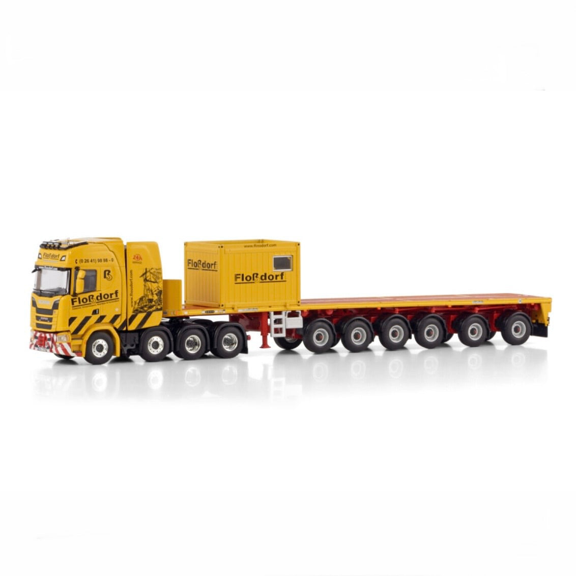 WSI Flossdorf Scania S Highline CS20H with 6 Axle Ballast Trailer & 10ft Container