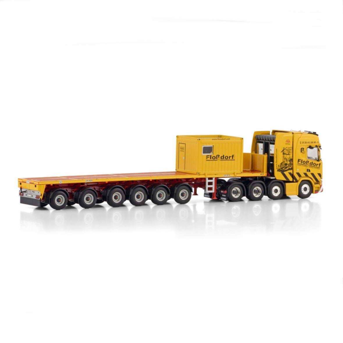 WSI Flossdorf Scania S Highline CS20H with 6 Axle Ballast Trailer & 10ft Container