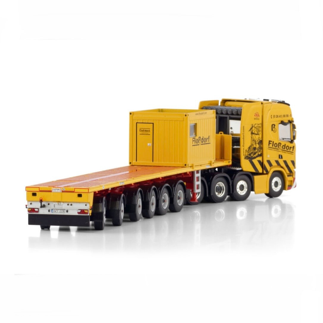 WSI Flossdorf Scania S Highline CS20H with 6 Axle Ballast Trailer & 10ft Container