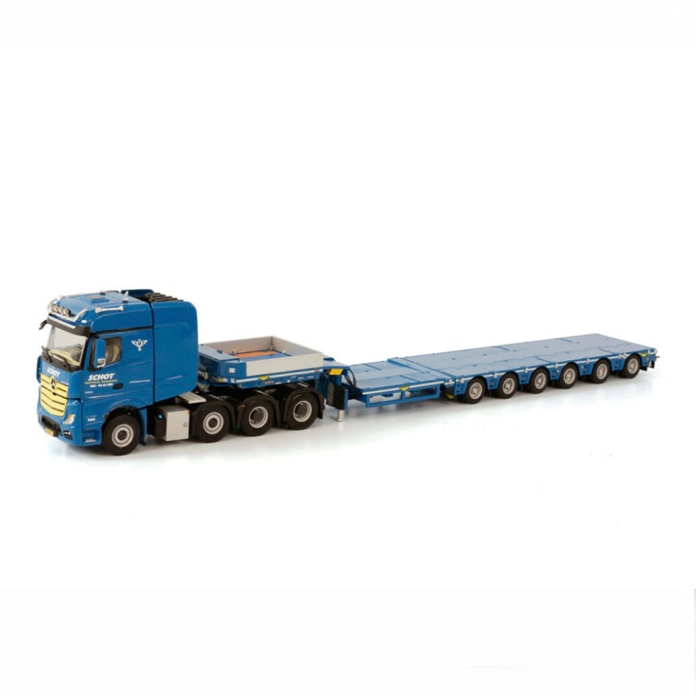 WSI Schot Mercedes Actros MP4 SLT Big Space 8x4 with 6 Axle Broshuis "100 Tonner" Low Loader