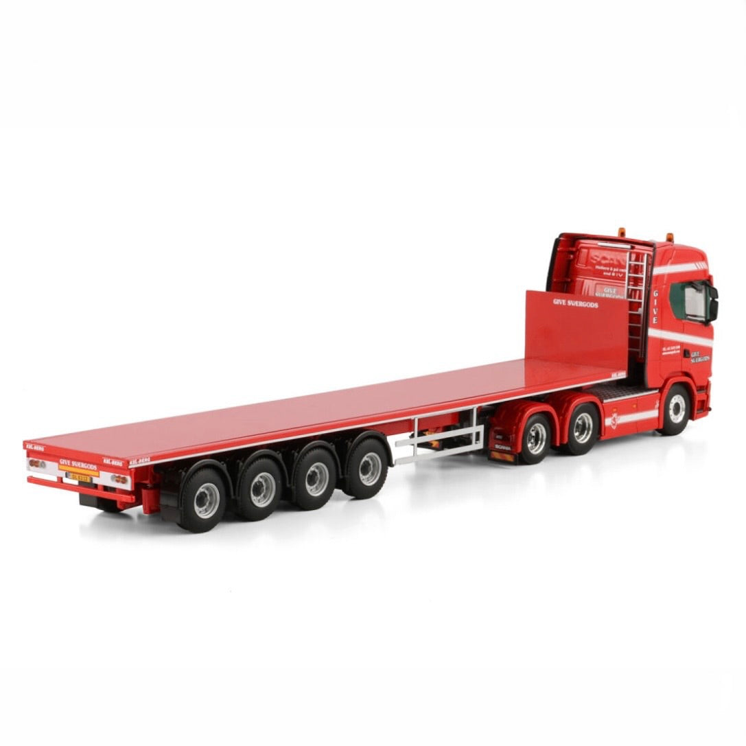WSI Give Svaergods Scania S Highline CS20H 6x2 Tag with 4 Axle Flatbed Trailer