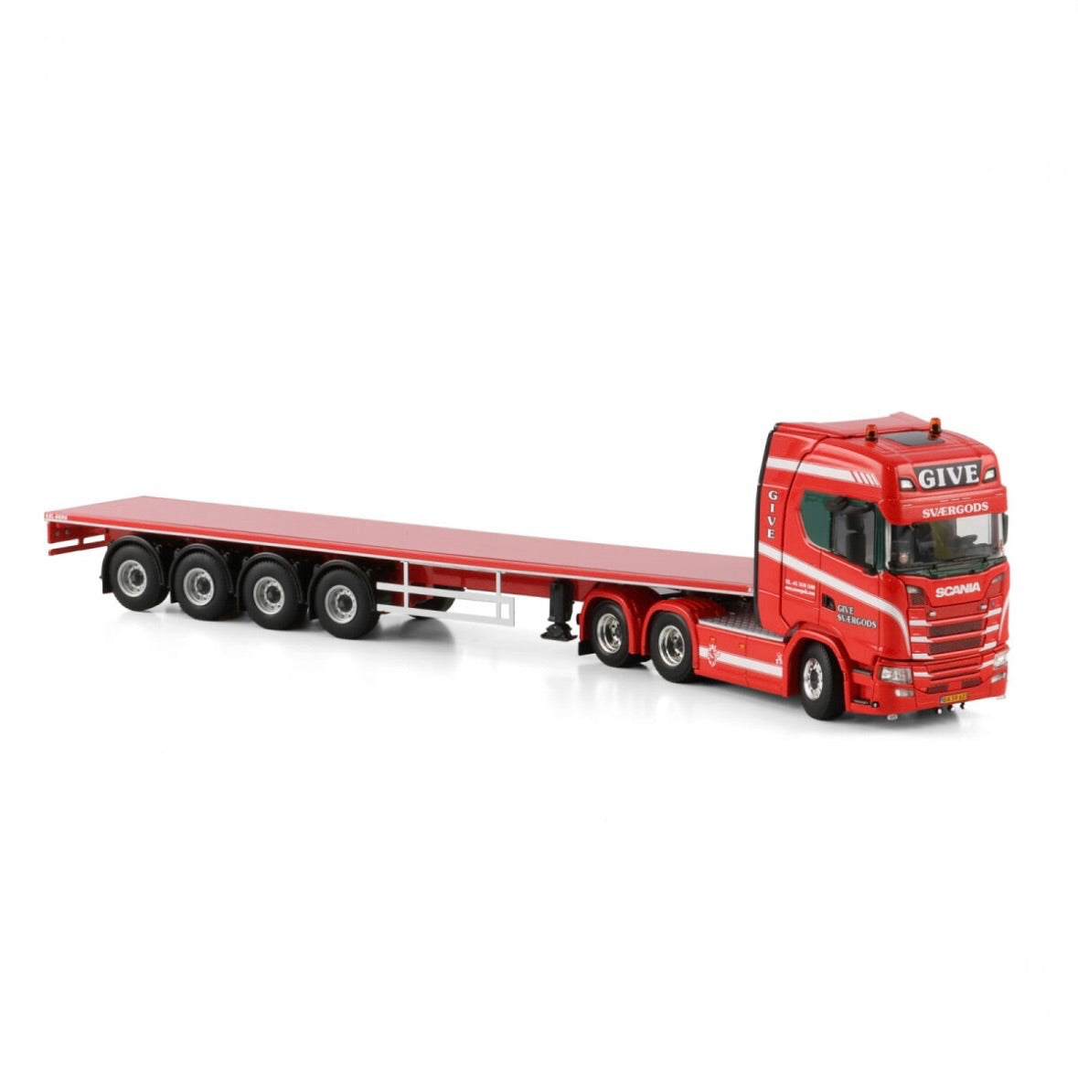 WSI Give Svaergods Scania S Highline CS20H 6x2 Tag with 4 Axle Flatbed Trailer