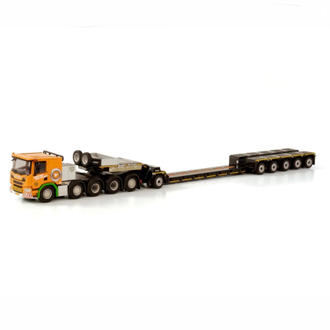 WSI Holtrop V.D. Vlist Scania P Low CP20 10x4 5 Axle Spine Bed Low Loader & 1 Axle Dolly