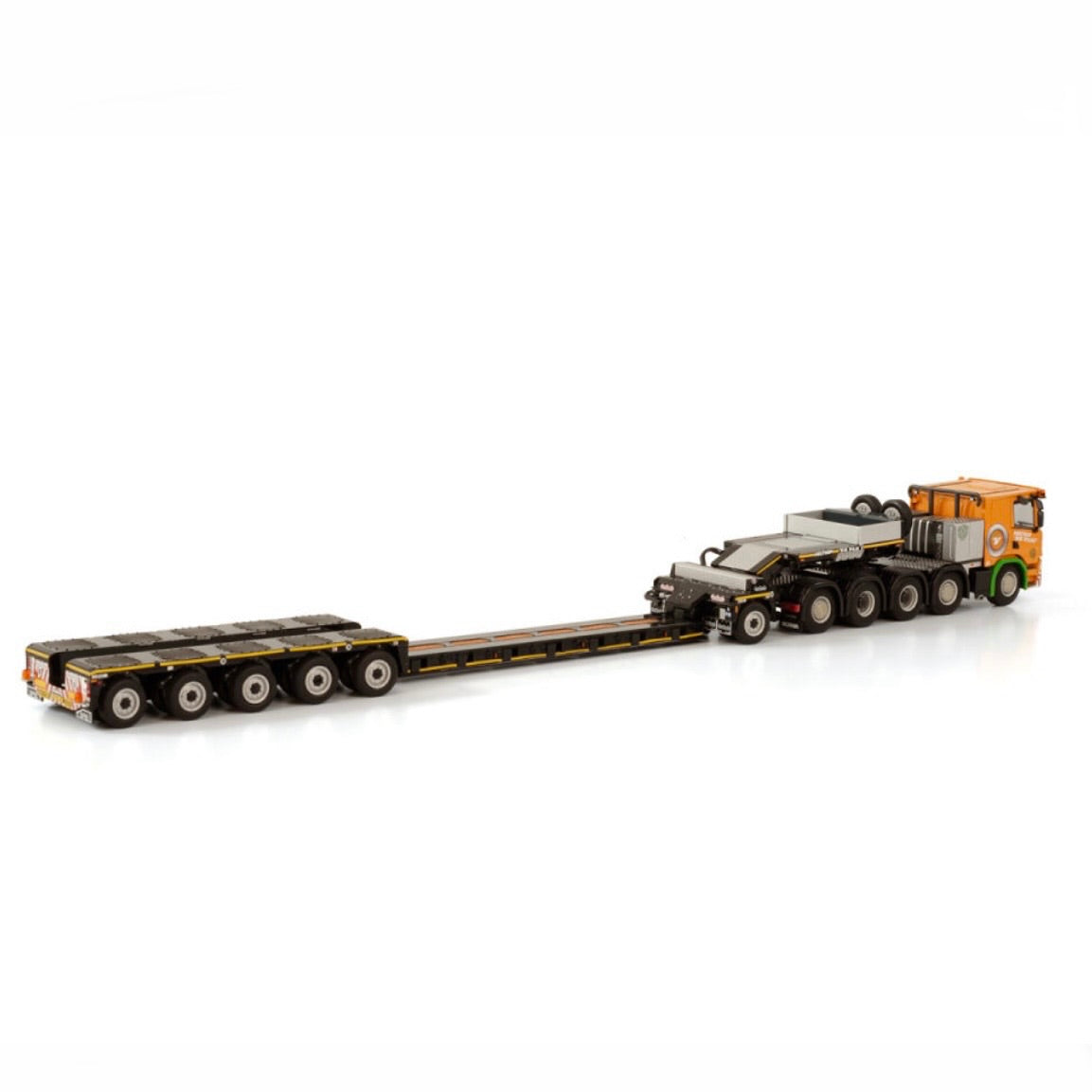 WSI Holtrop V.D. Vlist Scania P Low CP20 10x4 5 Axle Spine Bed Low Loader & 1 Axle Dolly