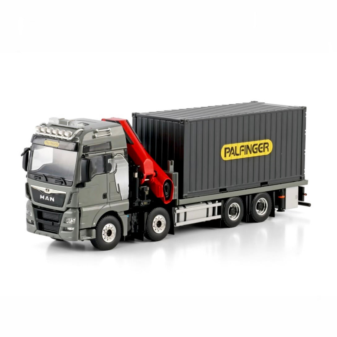 WSI MAN TGX XXL Euro 6C Rigid Flatbed 8x4 with Palfinger PK480 Tec + 20ft Container