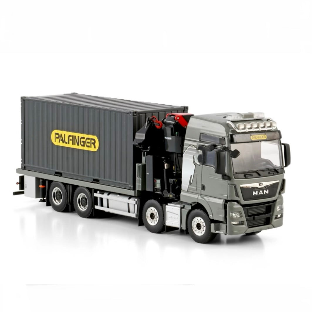 WSI MAN TGX XXL Euro 6C Rigid Flatbed 8x4 with Palfinger PK480 Tec + 20ft Container