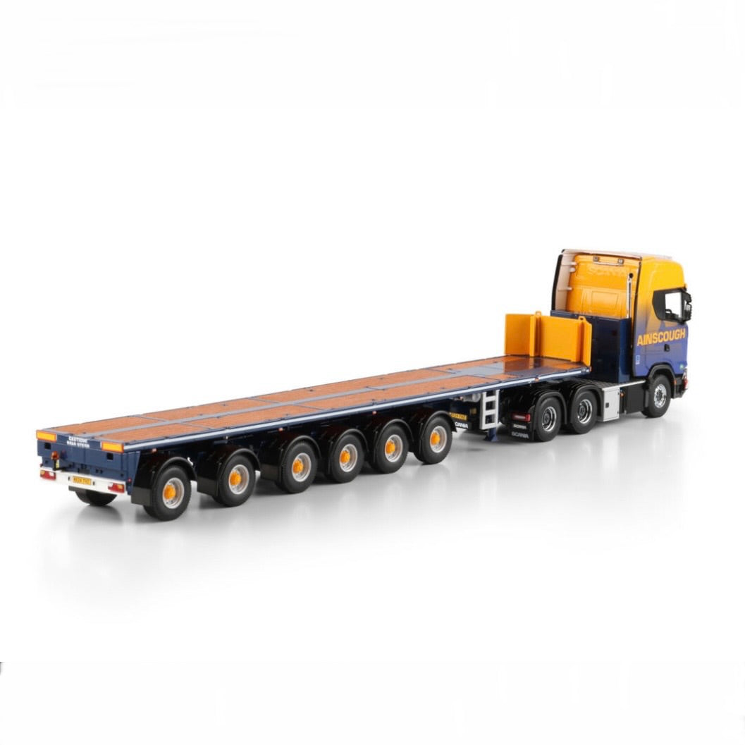 WSI Ainscough Crane Hire (New Livery) Scania S Highline CS20H 6x4 with 6 Axle Ballast Trailer side view