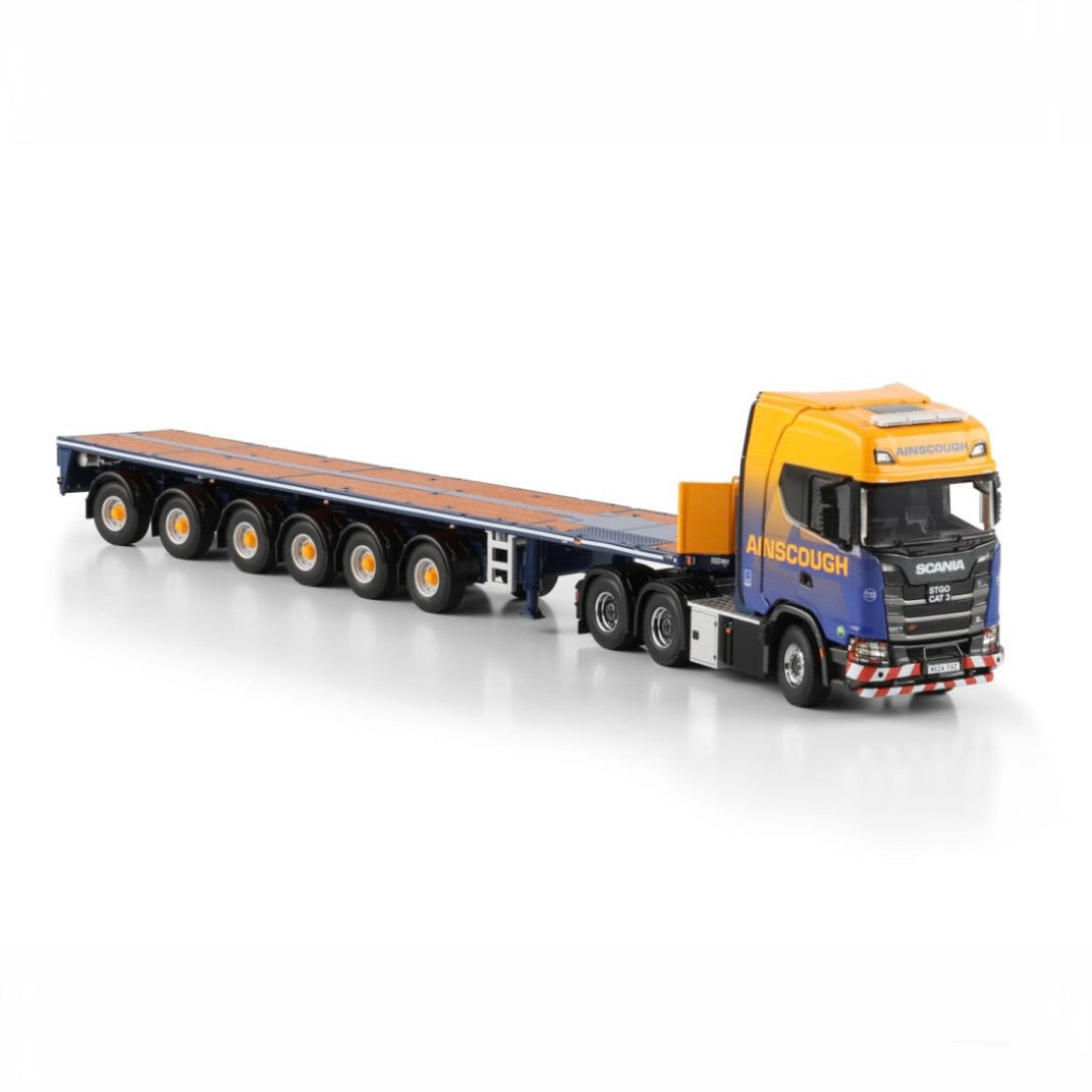 WSI Ainscough Crane Hire (New Livery) Scania S Highline CS20H 6x4 with 6 Axle Ballast Trailer side detail