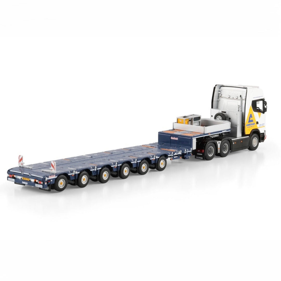 h Scania S Highline CS20H 6x4 with Nooteboom MANOOVR 6 axle Low loader rear view