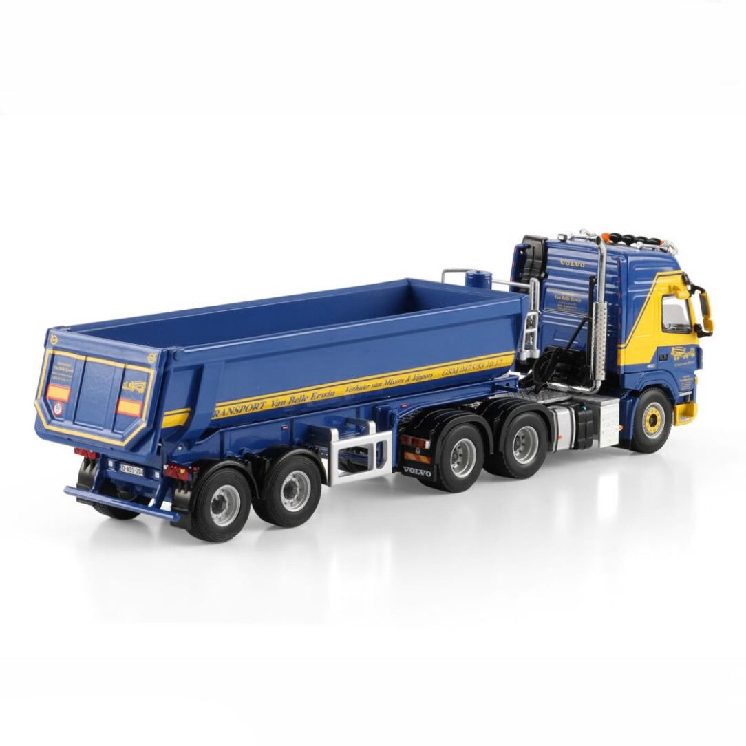 WSI Van Belle Transport Volvo FMX Globetrotter 6x4 Tipper with 2-Axle Trailer side view

