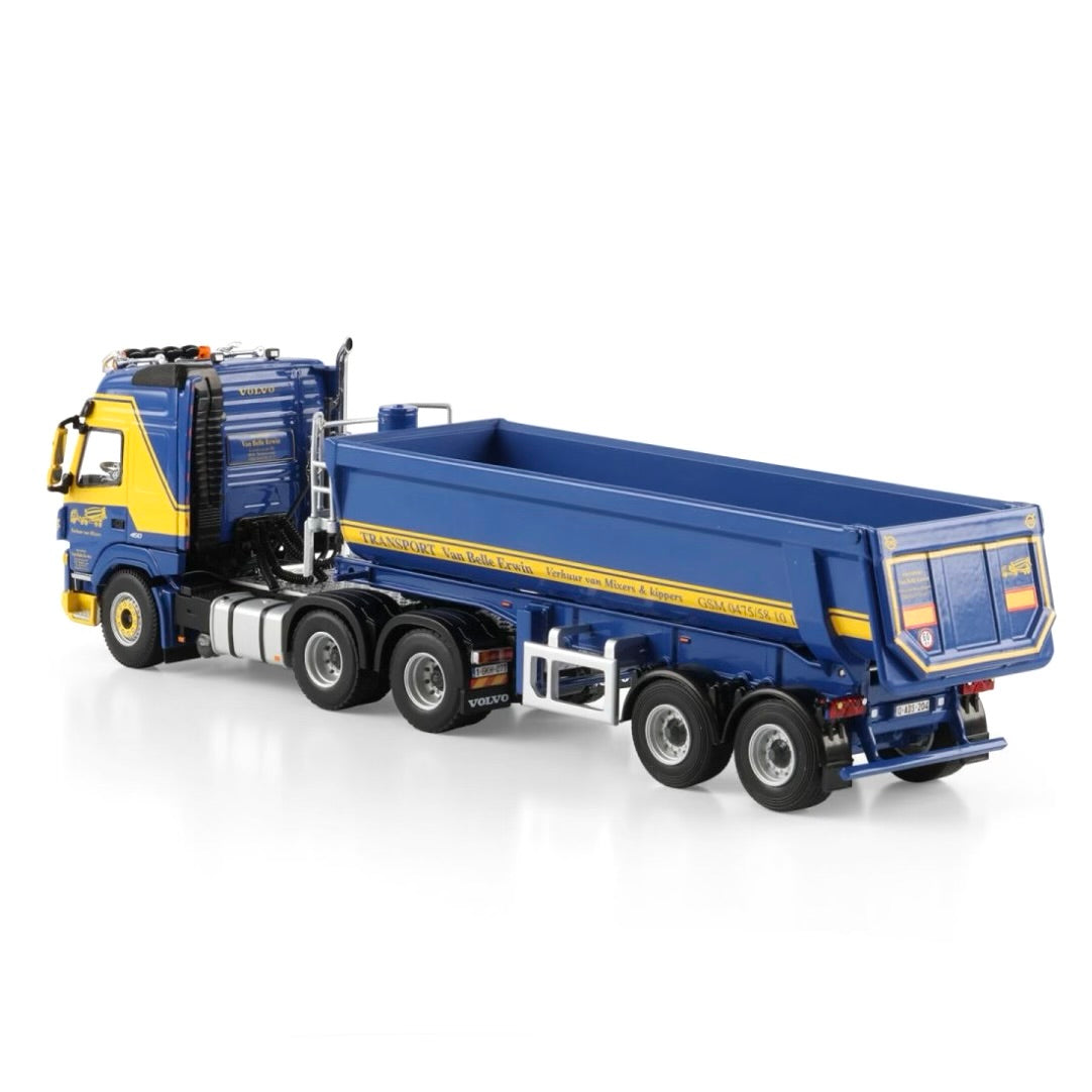 WSI Van Belle Transport Volvo FMX Globetrotter 6x4 Tipper with 2-Axle Trailer rear view