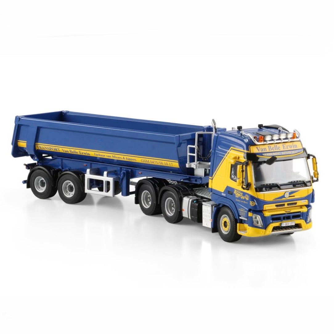 WSI Van Belle Transport Volvo FMX Globetrotter 6x4 Tipper with 2-Axle Trailer front view