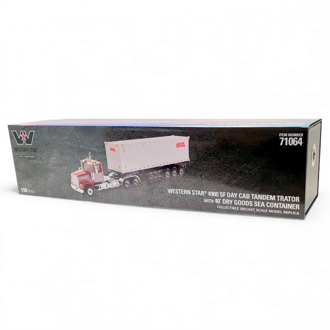 Diecast Masters Western Star® 4900 SF Day Cab Tandem 6x4 Tractor with 40' Dry Goods Sea Container