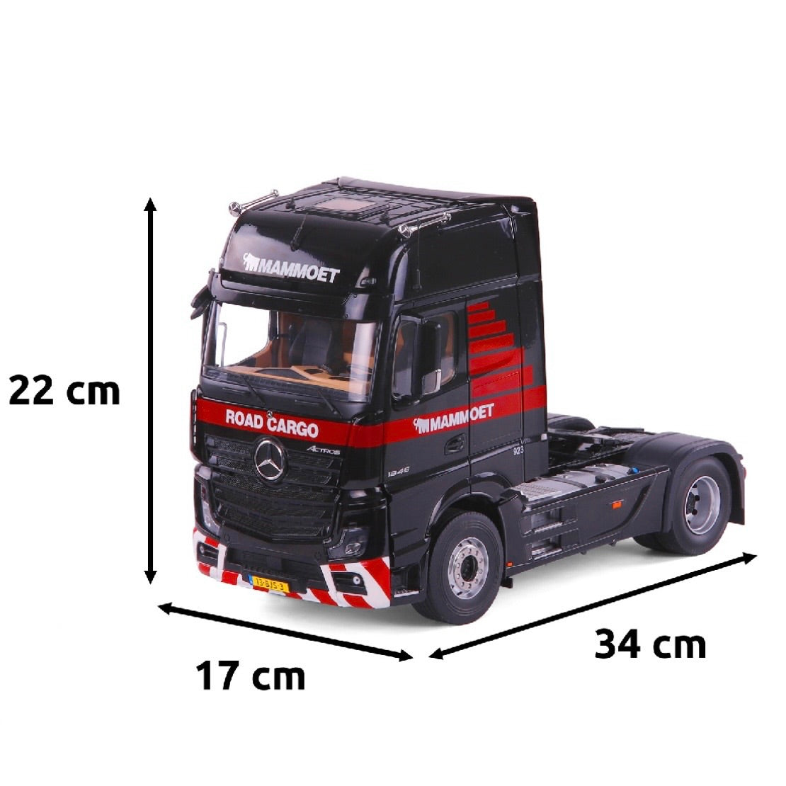 NZG Mammoet Mercedes-Benz Actros 4x2 1:18 Scale dimensions view
