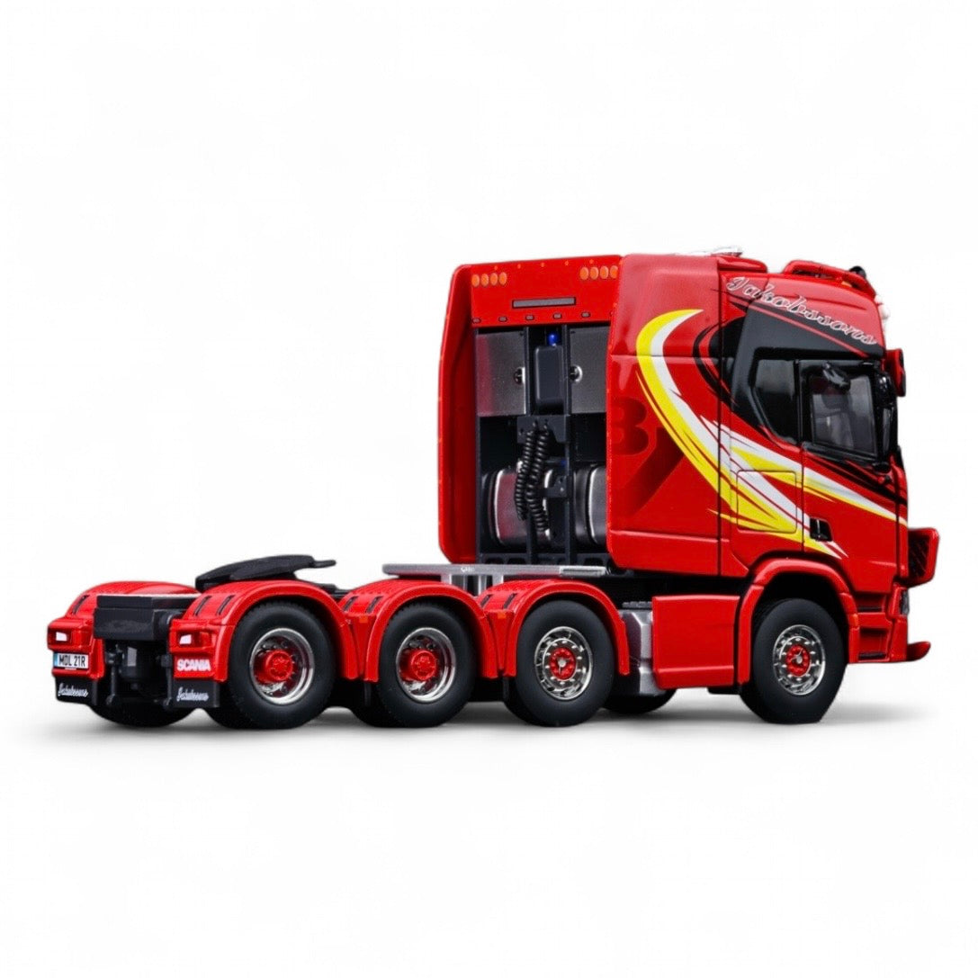 die cast model of a Scania 8x4 truck in jakobssons  livery made by IMC in 1/50 scale