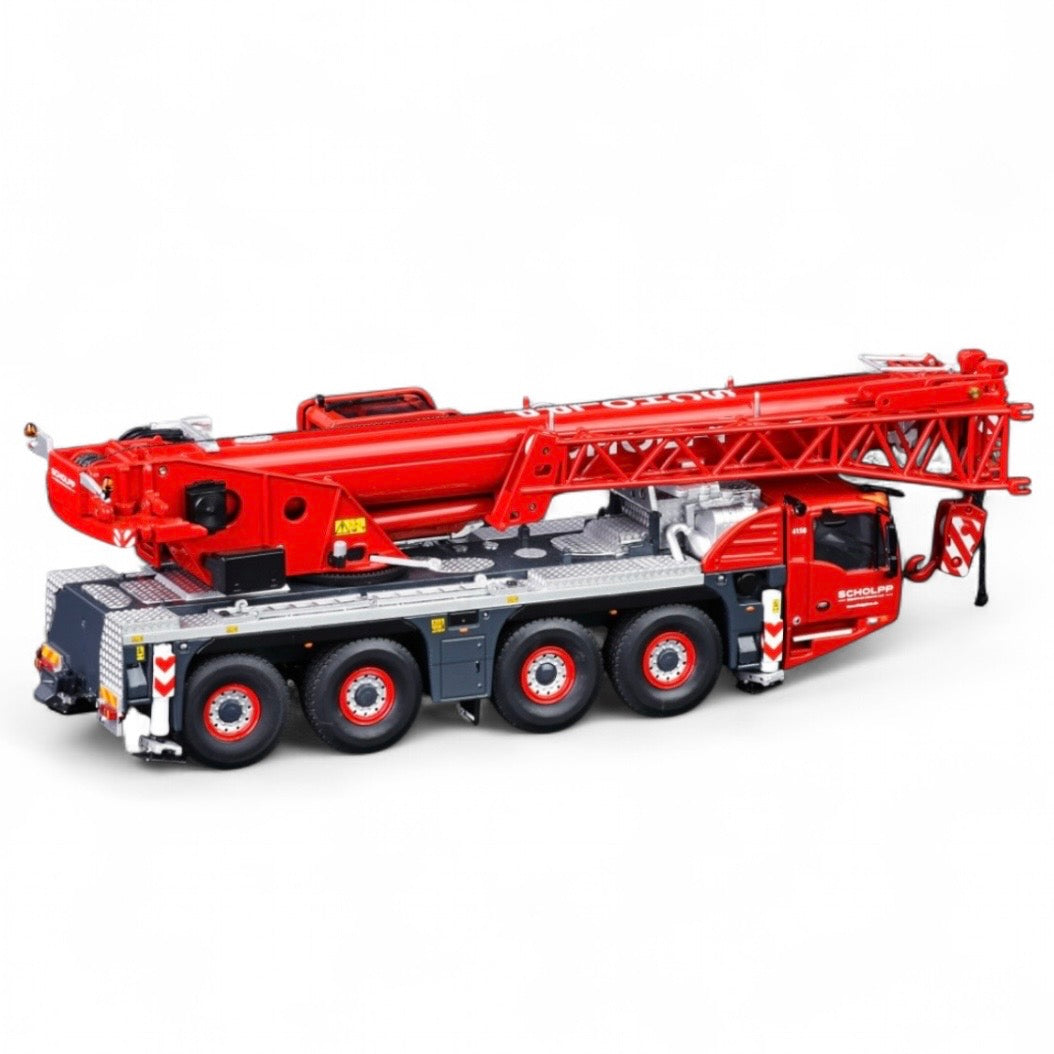 die cast model of a Tadano Crane in scholpp livery made by IMC in 1/50 scale