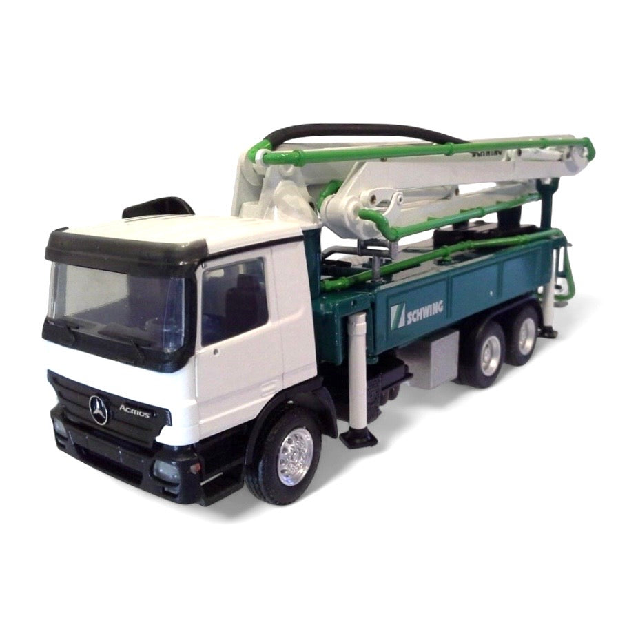 die cast model of a schwing concrete pump truck made by Conrad in 1/50 scale