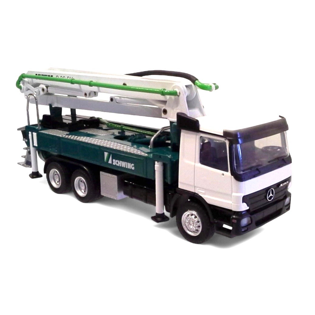 die cast model of a schwing concrete pump truck made by Conrad in 1/50 scale