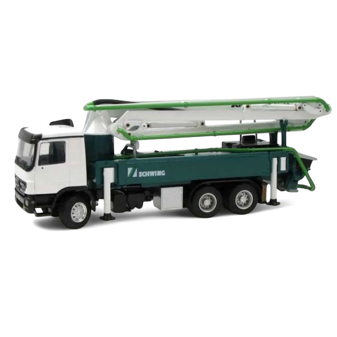 die cast model of a schwing concrete pump truck made by Conrad in 1/50 scale