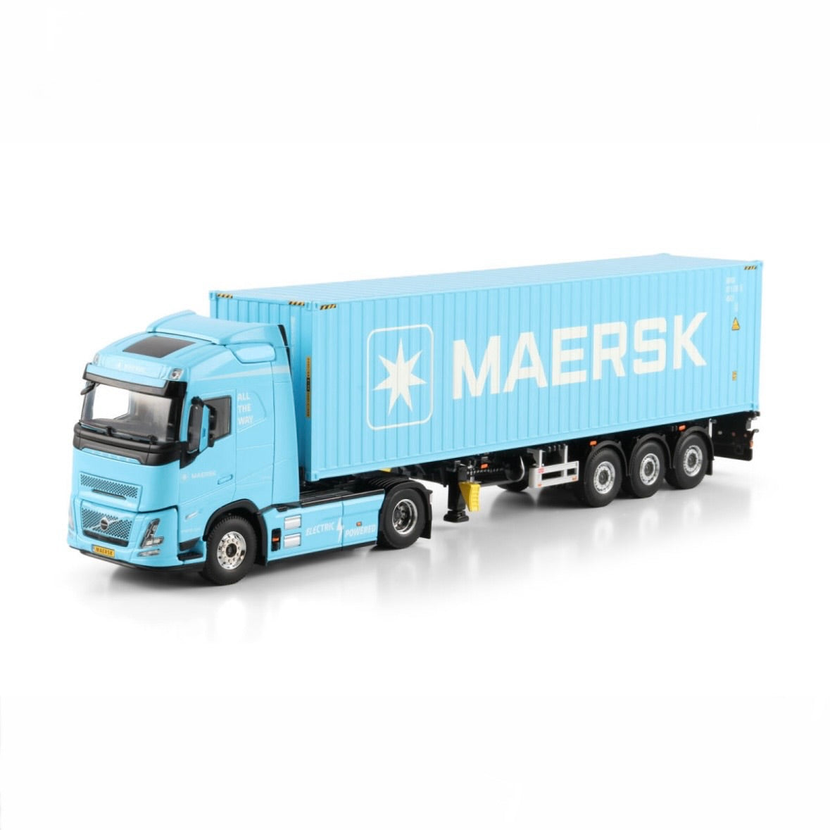 Volvo Globetrotter Electric 4x2 with 3-Axle Flex Trailer & Maersk 40ft HQ Container 1:50