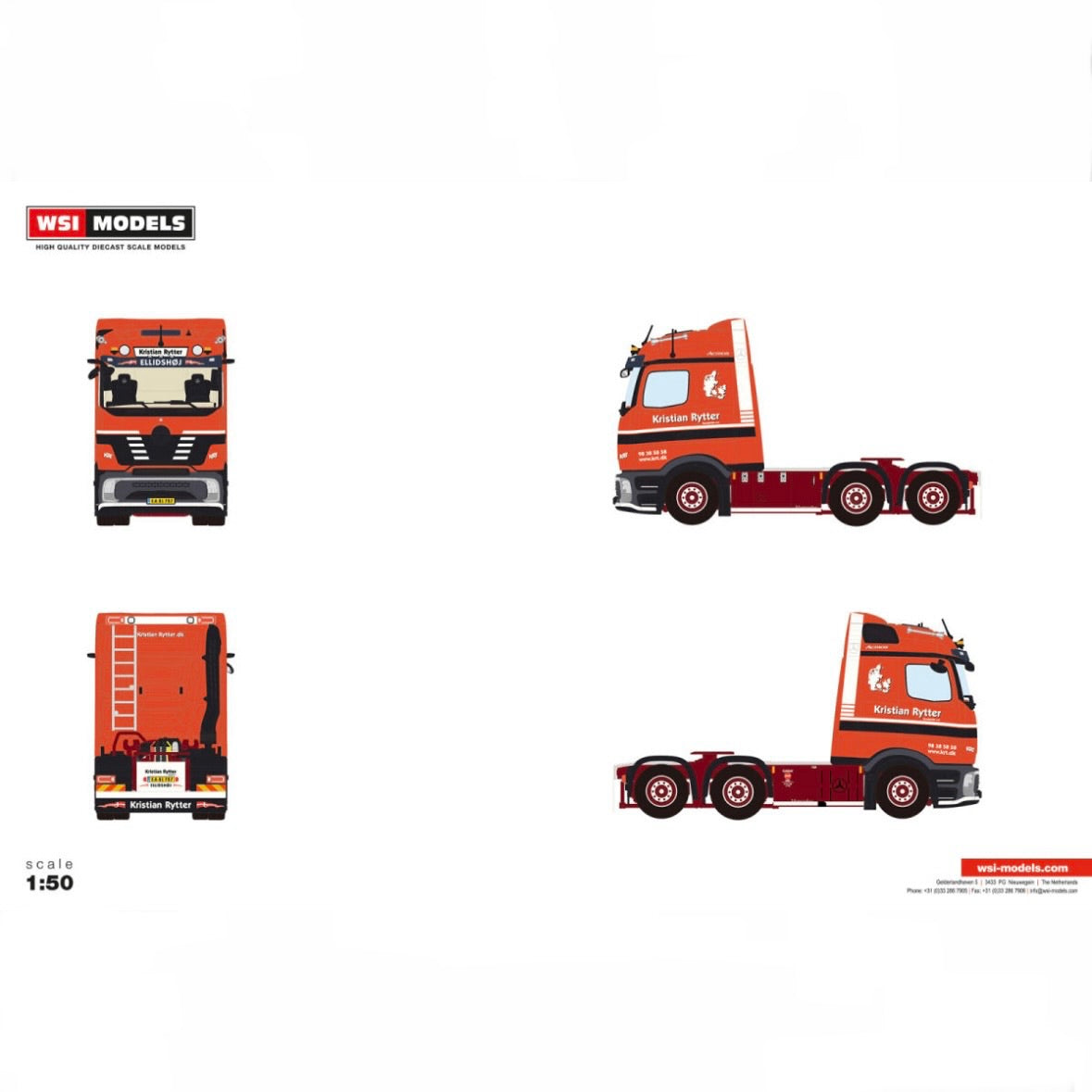 WSI Kristian Rytter Mercedes-Benz Actros L ProCabin Stream 6x2 Tag Axle 1:50 (Pre Order)