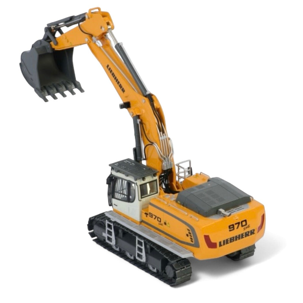 Model of an excavator with 'Liebherr' branding on a white background