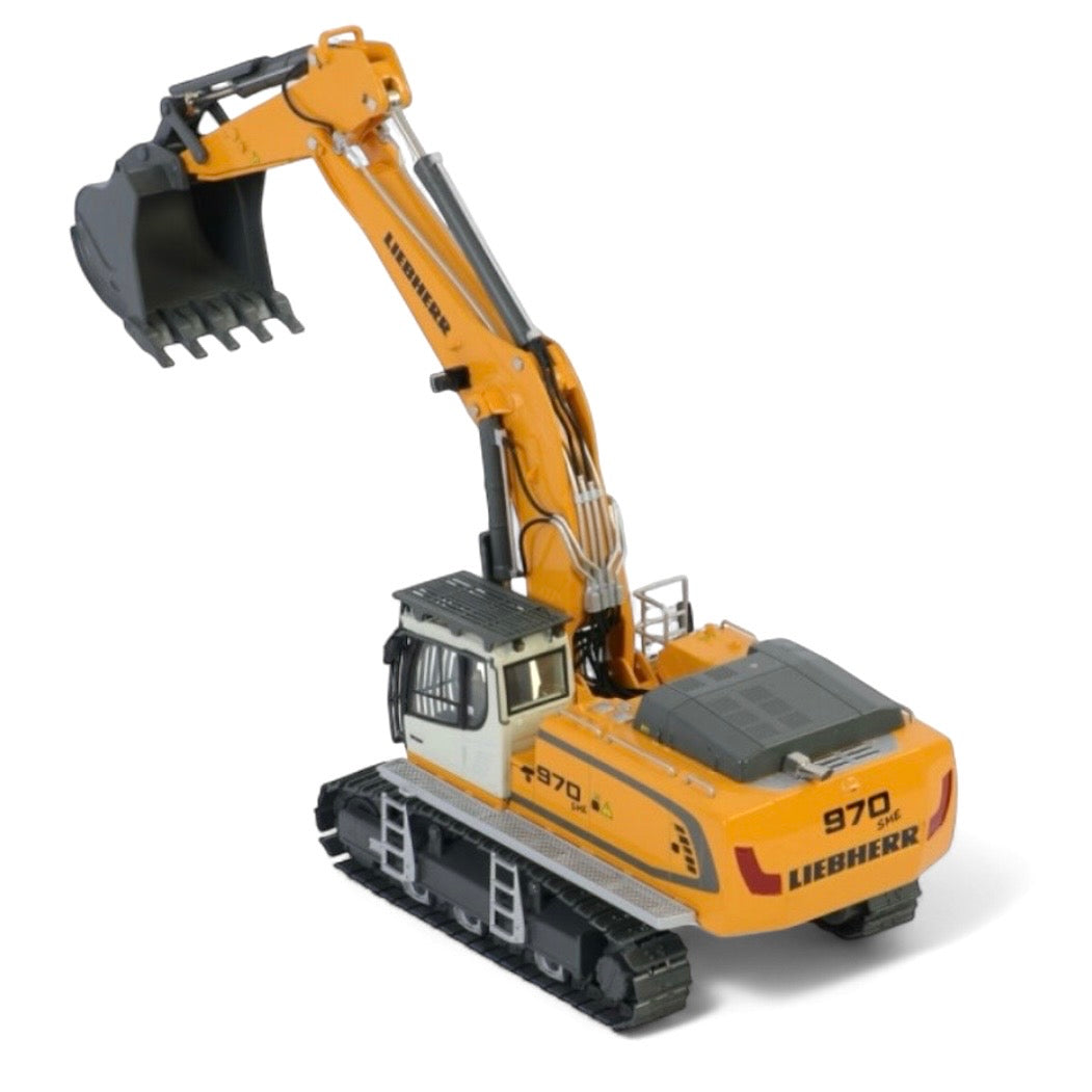 Model of an excavator with 'Liebherr' branding on a white background